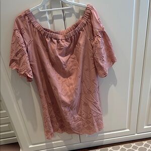 Madewell Peach / pink dress , off the shoulder eyelet  size 6